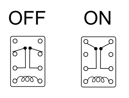 DPDT relay on off